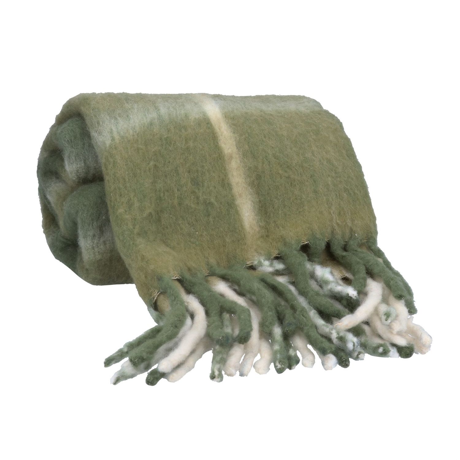 Moss Green Tassel Fringe Throw
