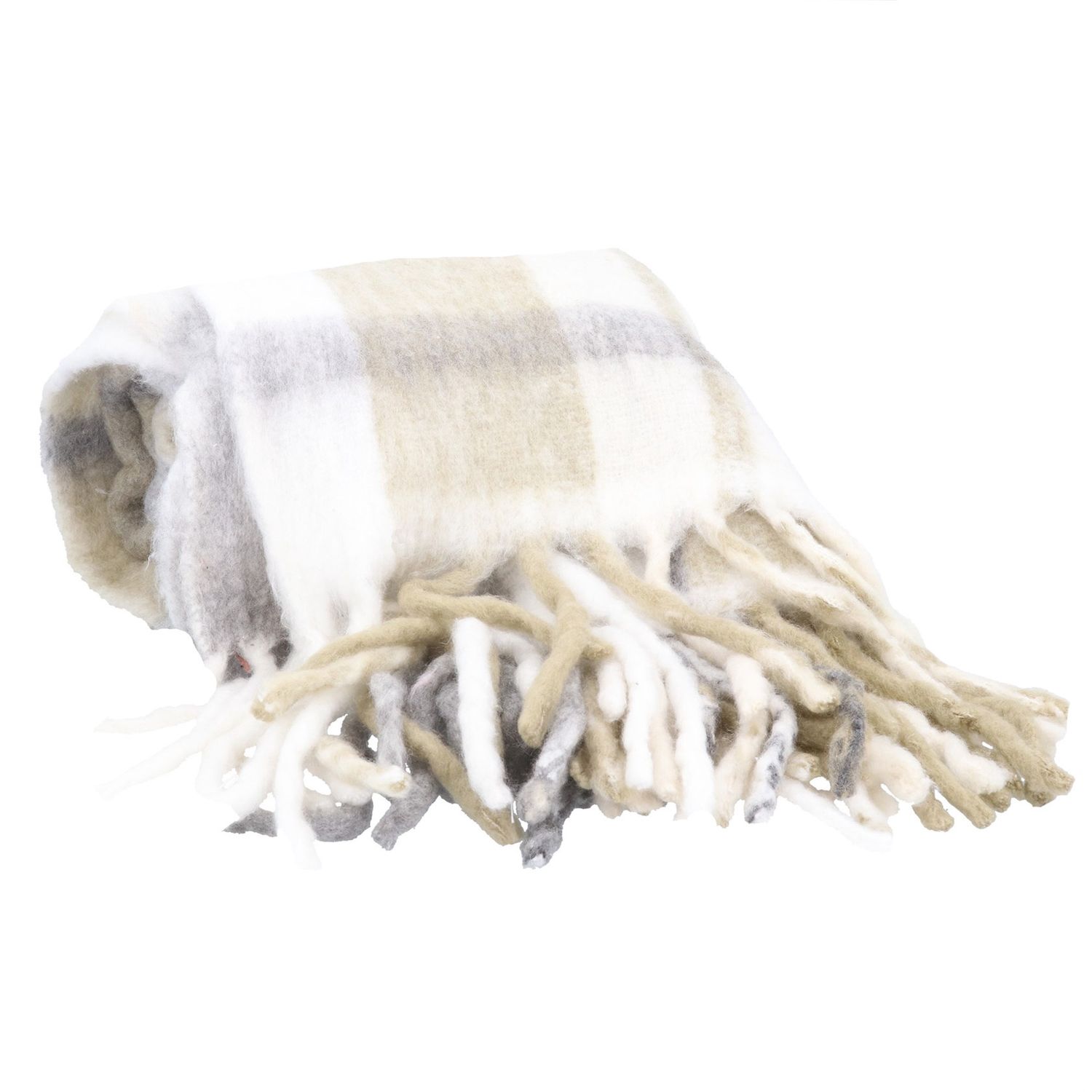 Grey &amp; Taupe Tassel Fringe Throw