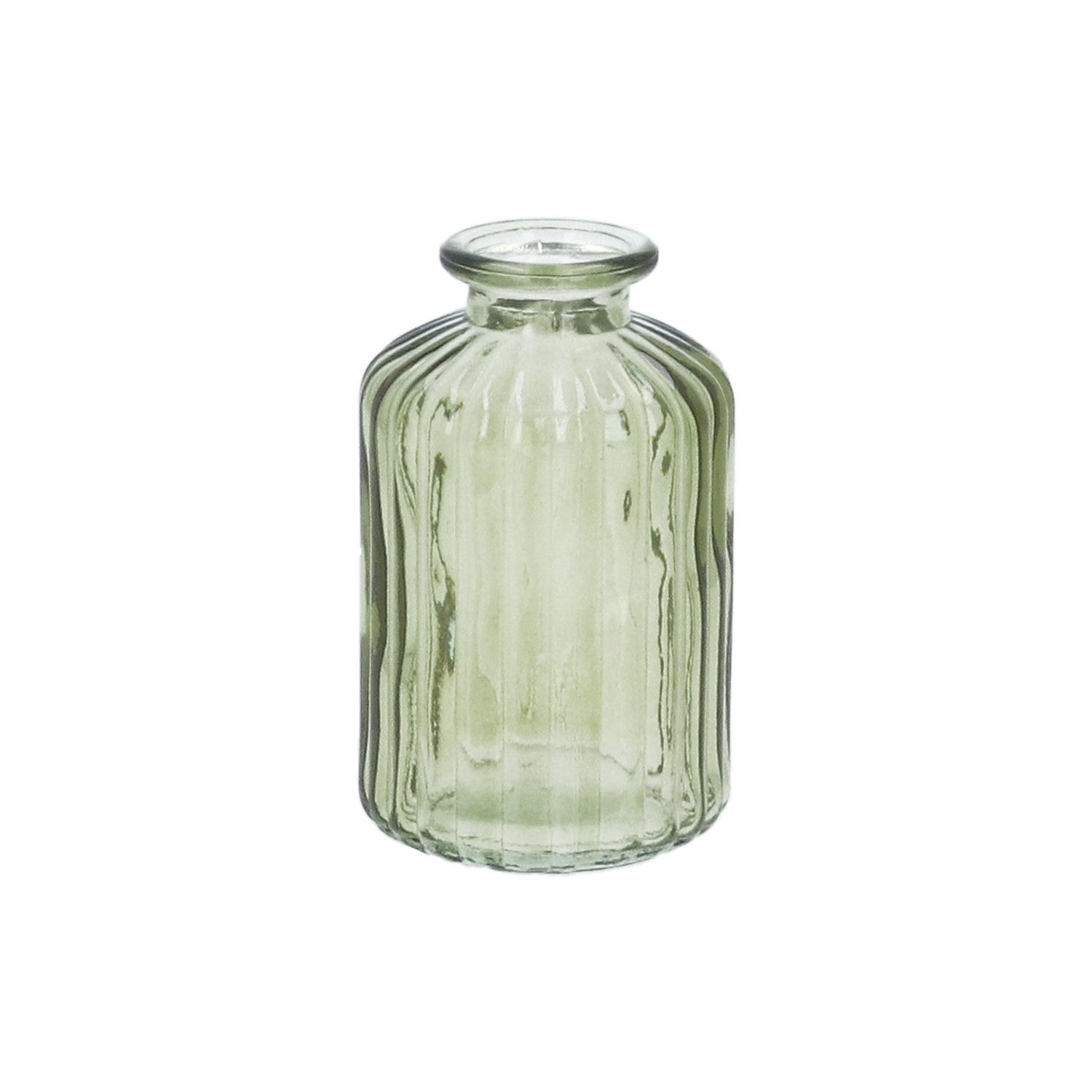 Olive Green Ribbed Bud Vase