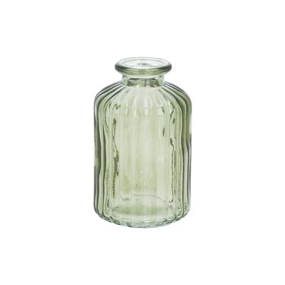 Olive Green Ribbed Bud Vase