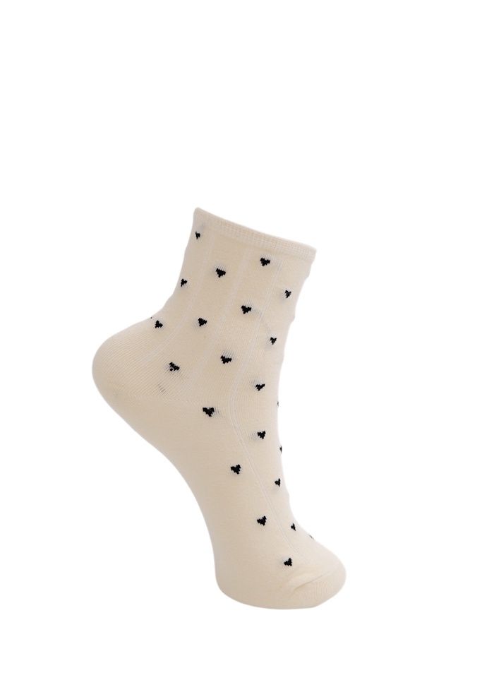 Alea Heart Socks, Colour: Creme &amp; Black