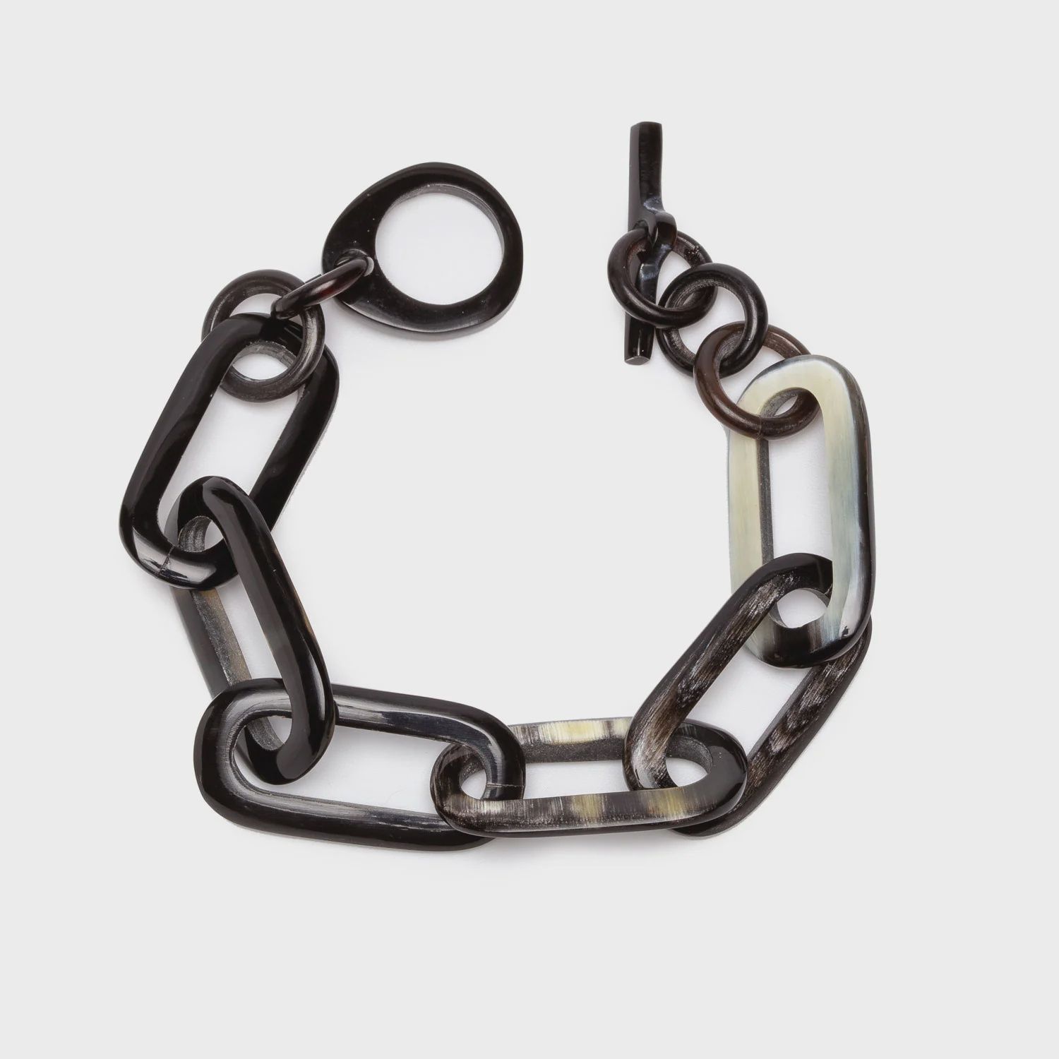 Rectangular Link Horn Bracelet, Colour: Black Natural