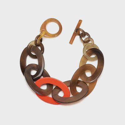Brown &amp; Orange Horn Link Bracelet