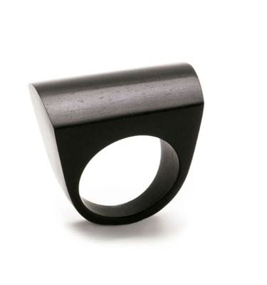 Black Wood Curved Ring