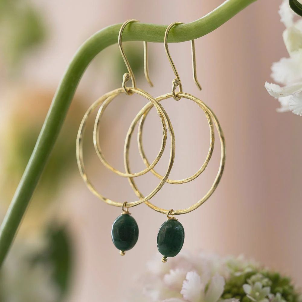 Aventurine Enjoyable Gold Earrings