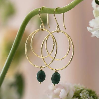 Aventurine Enjoyable Gold Earrings