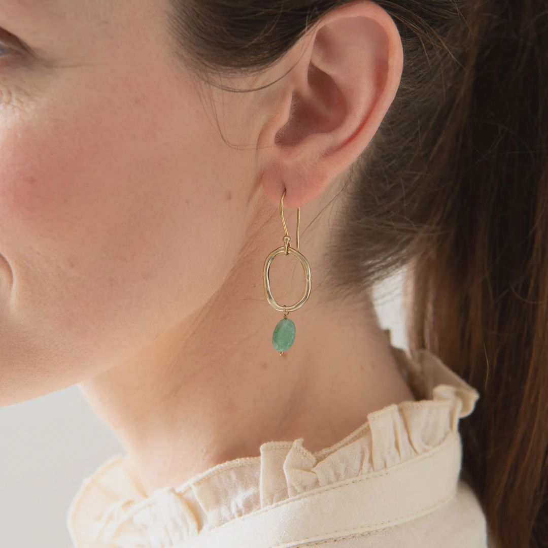 Aventurine Graceful Gold Earrings