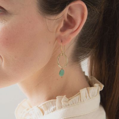 Aventurine Graceful Gold Earrings