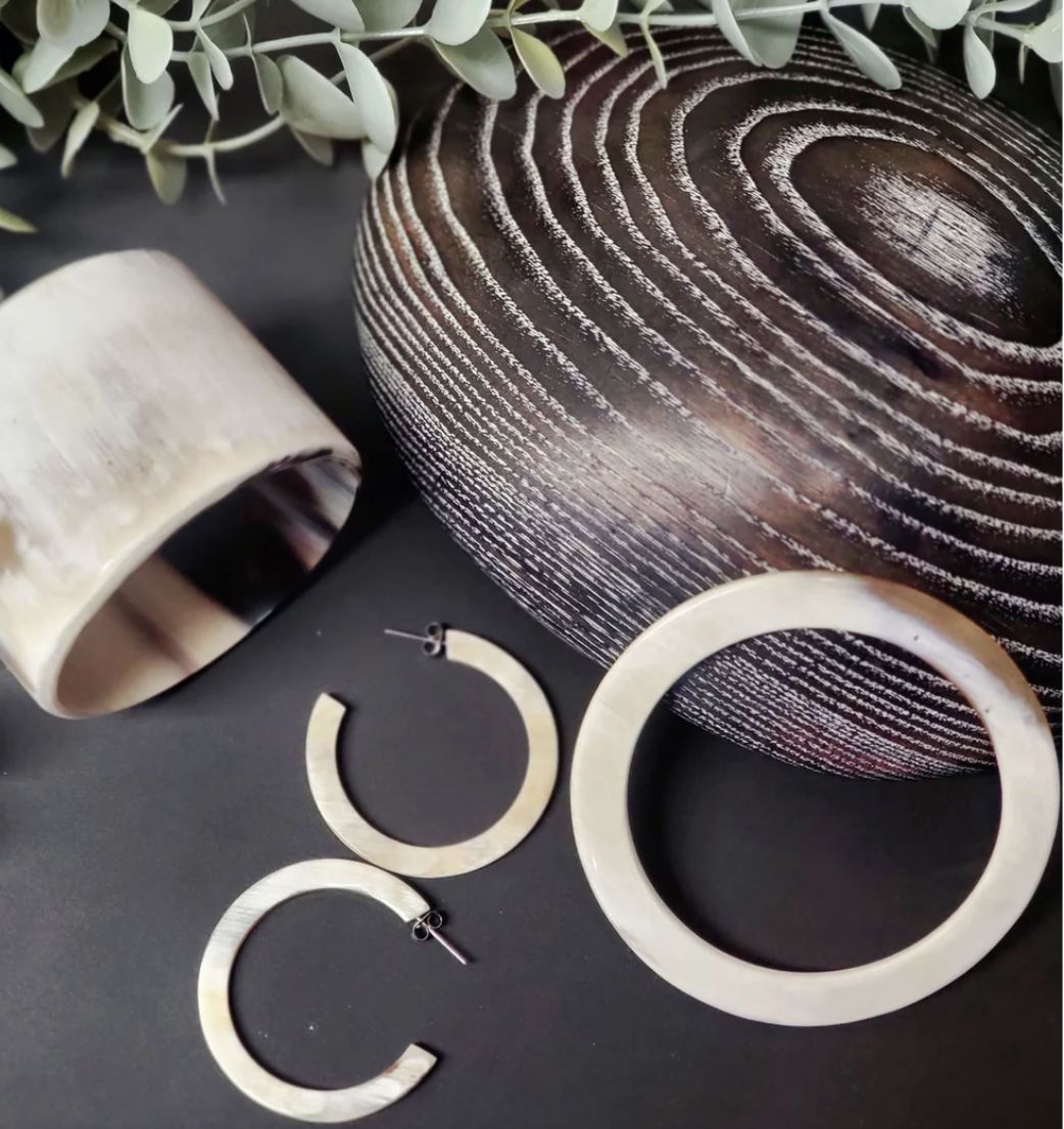 White Natural Buffalo Horn Bangle