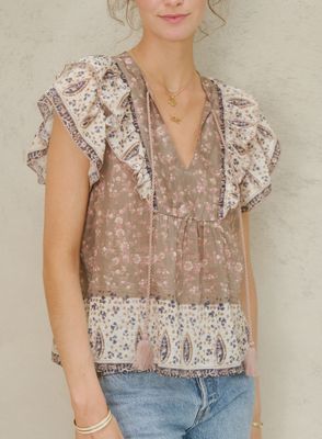 Bani Print Frill Top