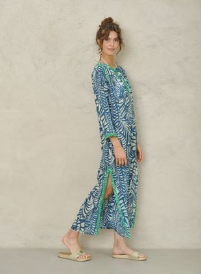 Malia Print &amp; Embroidered Kaftan