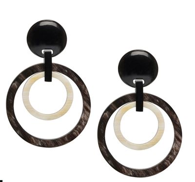 Double Round Link Horn Earrings