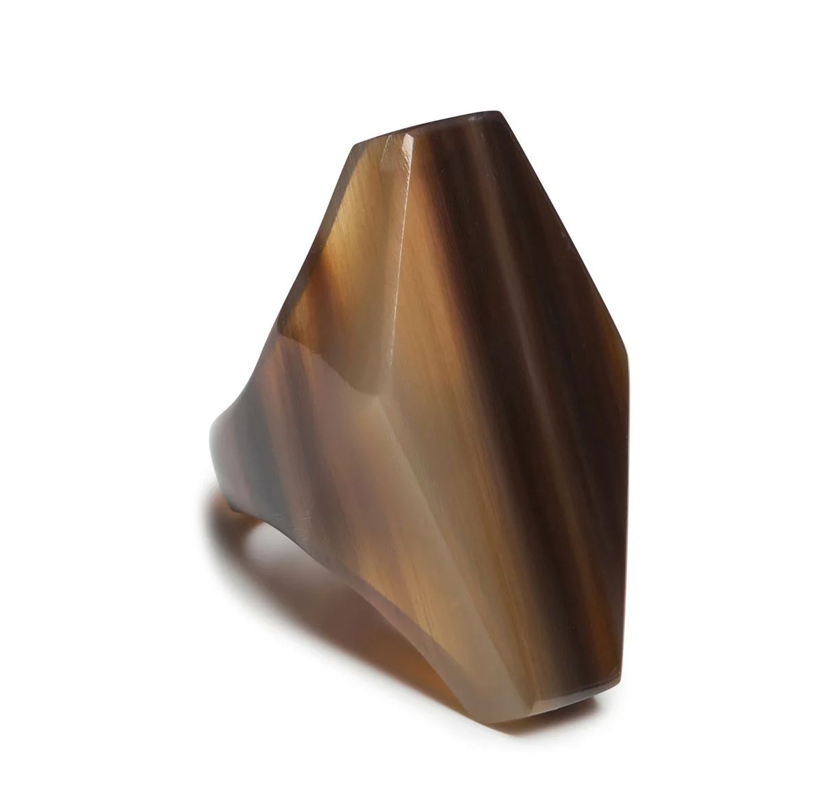 Abstract Horn Ring, Colour: Brown Natural, Size: Medium