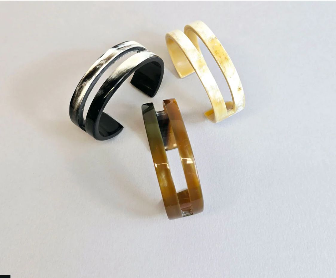 Black Natural Horn Cut Out Cuff