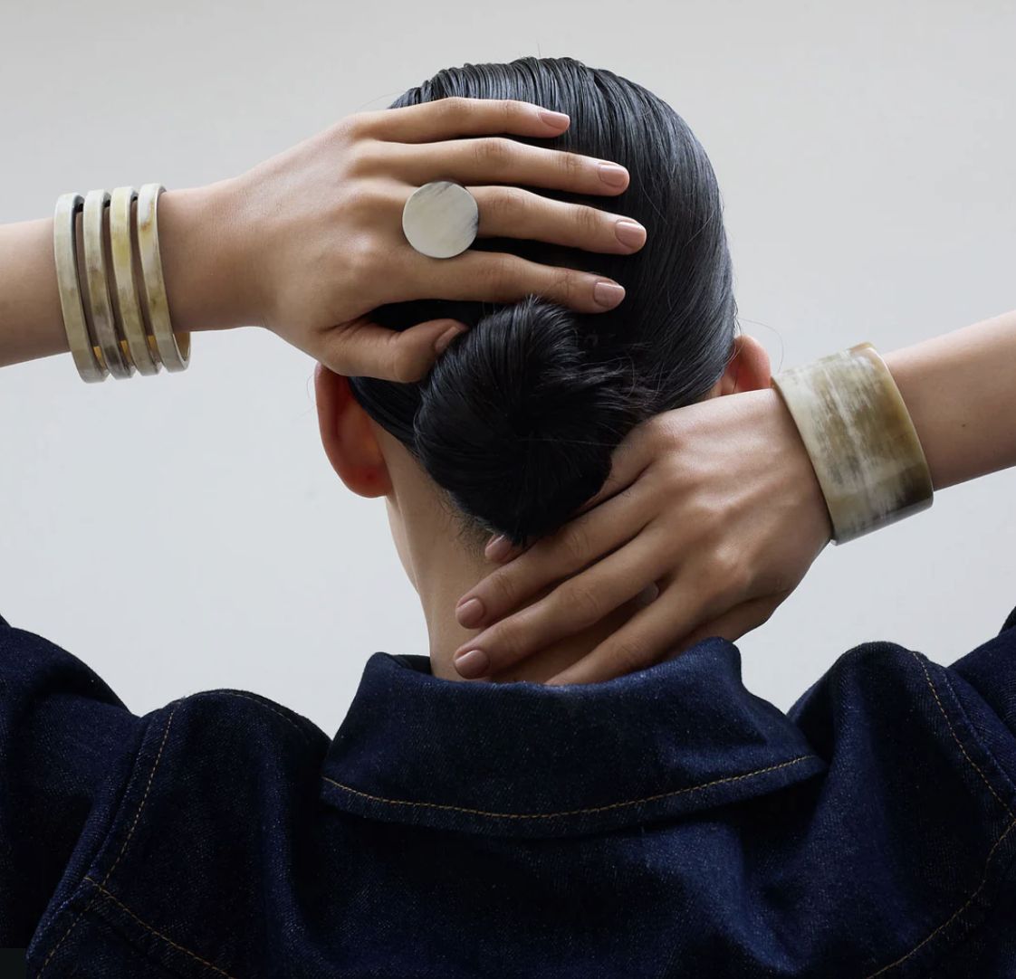 Brown Natural Ribbed Horn Cuff