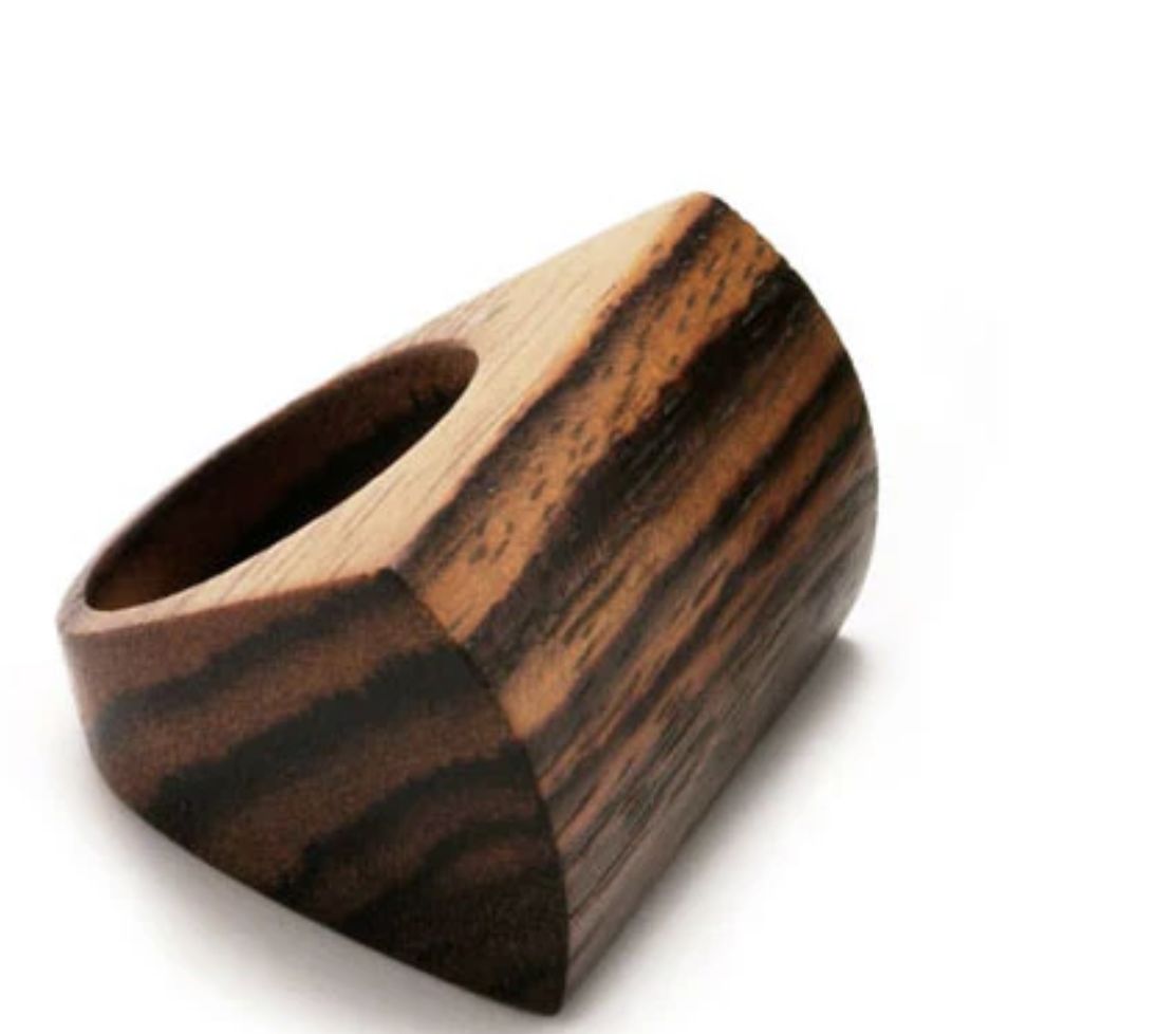 Rosewood Curved Ring, Size: Medium