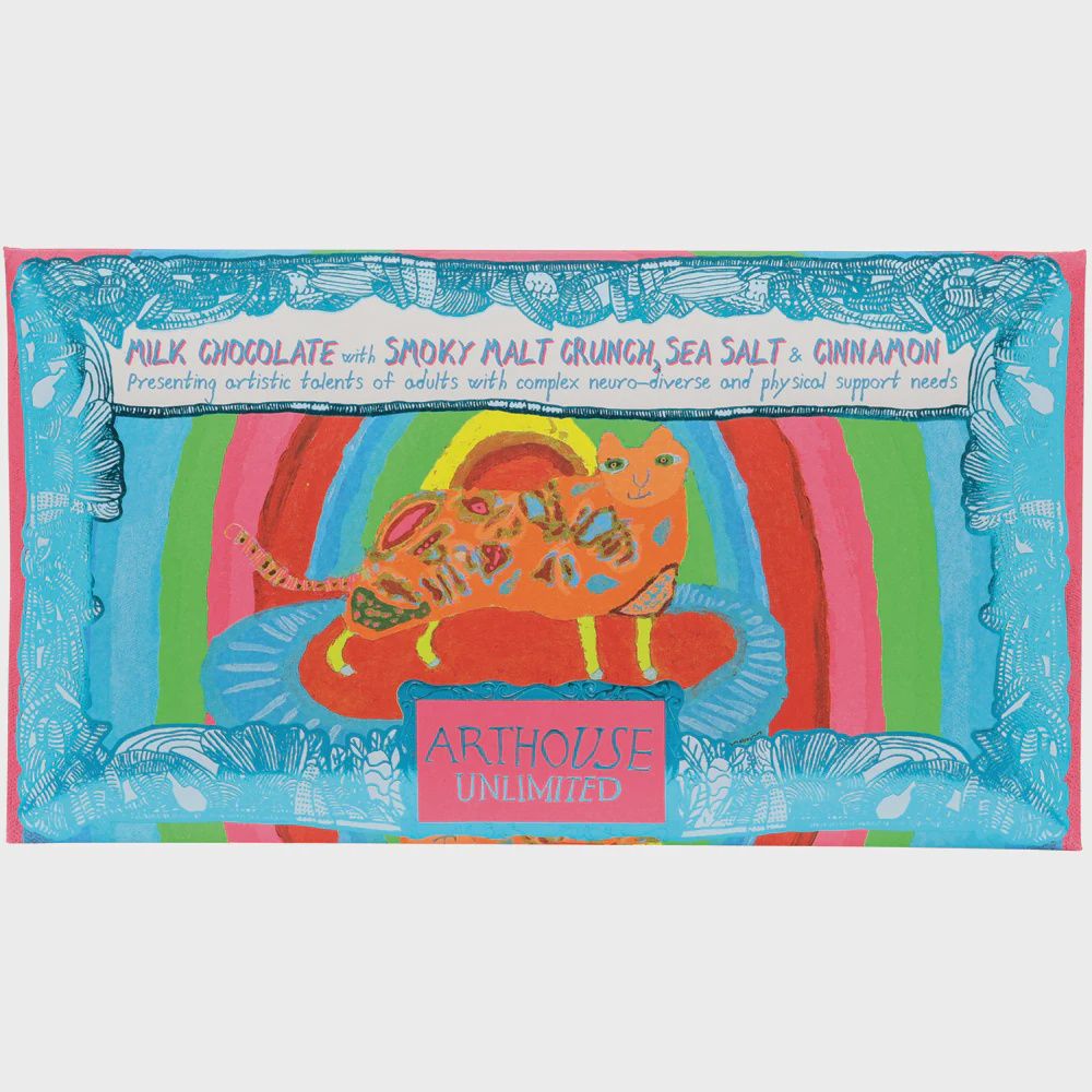 Rainbow Cat Milk Chocolate Bar, Flavour: Malt Crunch, Sea Salt, Cinnamon