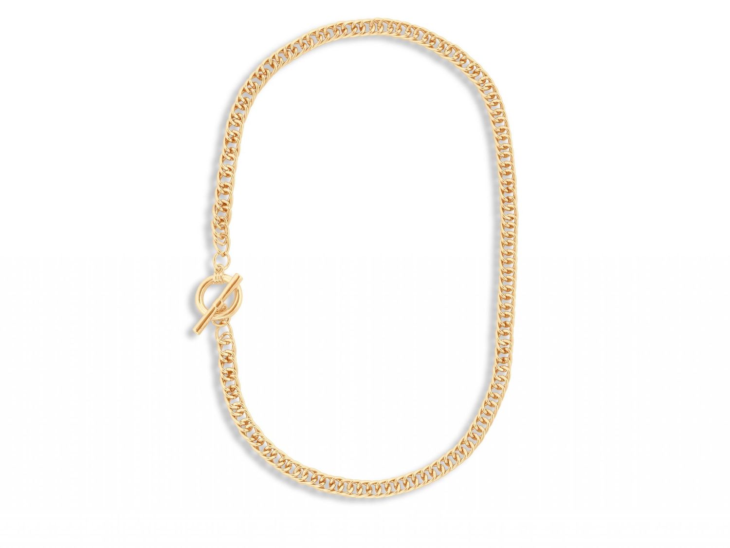 Molly Curb Chain T-Bar Necklace, Colour: Gold