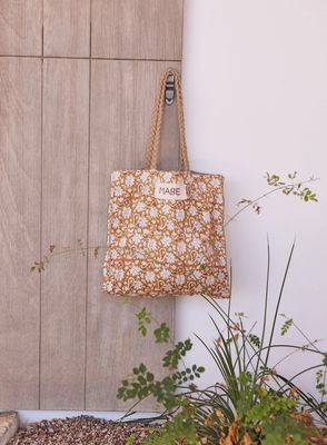 Blockprint &amp; Jute Tote