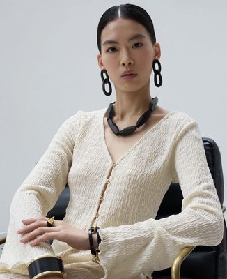 5 Black Wood Bead Necklace