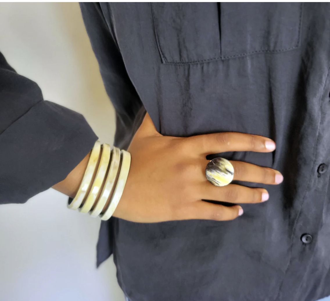 Natural Buffalo Horn Round Ring