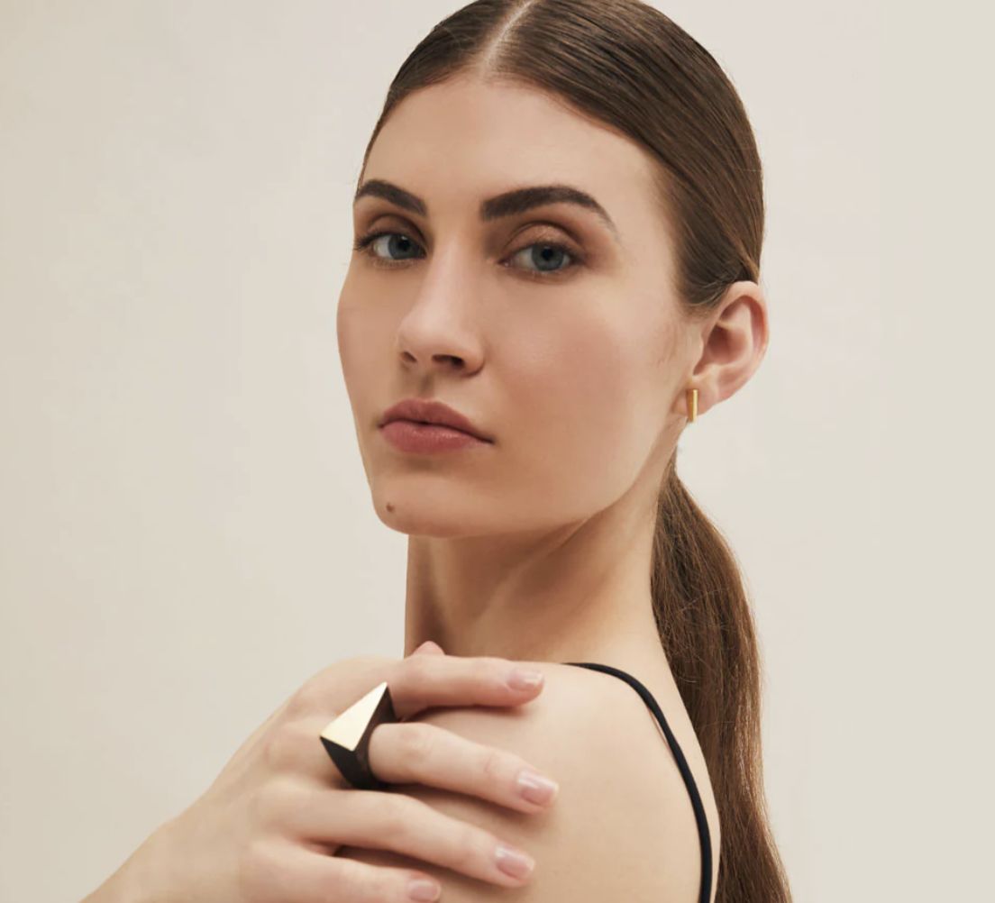 Gold Rosewood Angular Ring