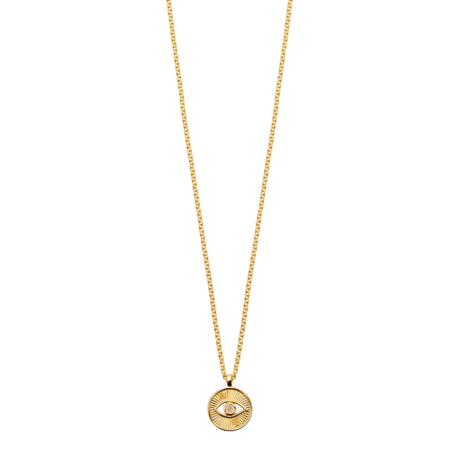 Gold Evil Eye Disc Pendant
