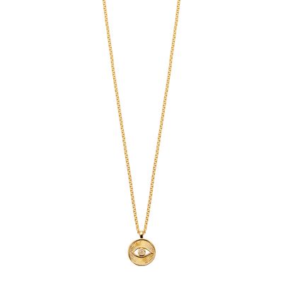 Gold Evil Eye Disc Pendant