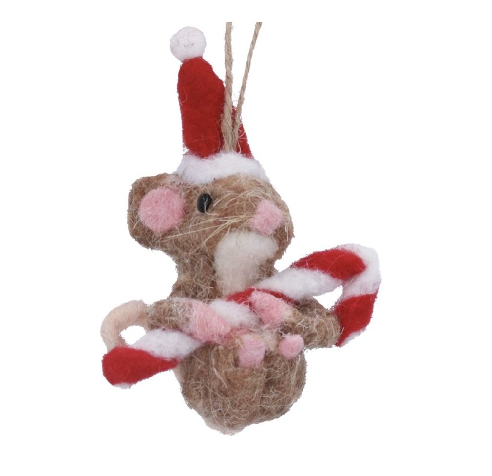 Mixed Wool Candy Cane Mouse