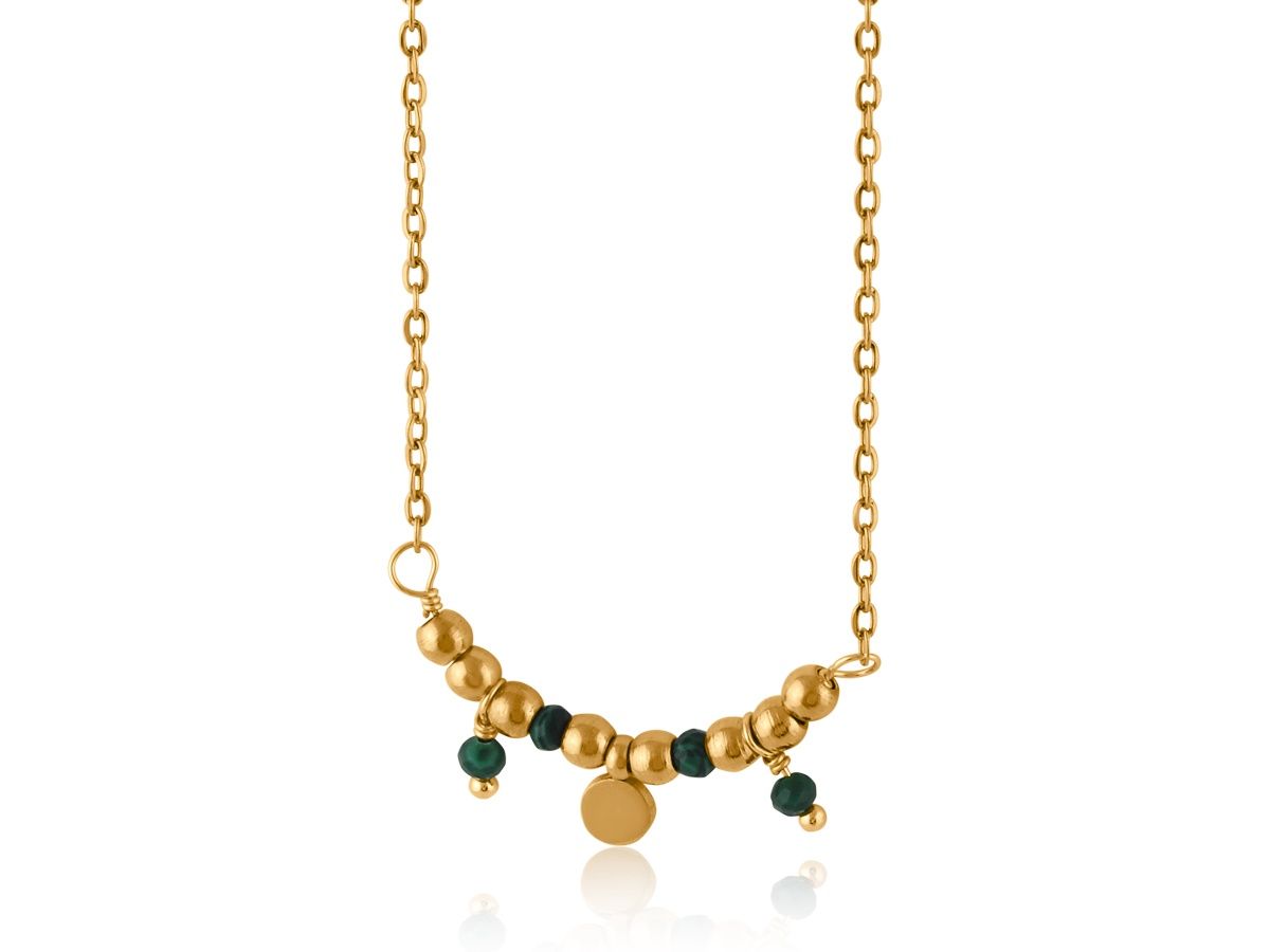 Nara Stainless Steel Necklace, Colour: Gold/Green