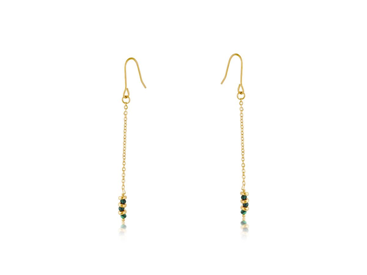 Donna Stainless Steel Earrings, Colour: Gold/Green
