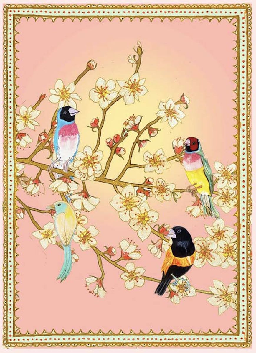 Cherry Blossom Birds Card