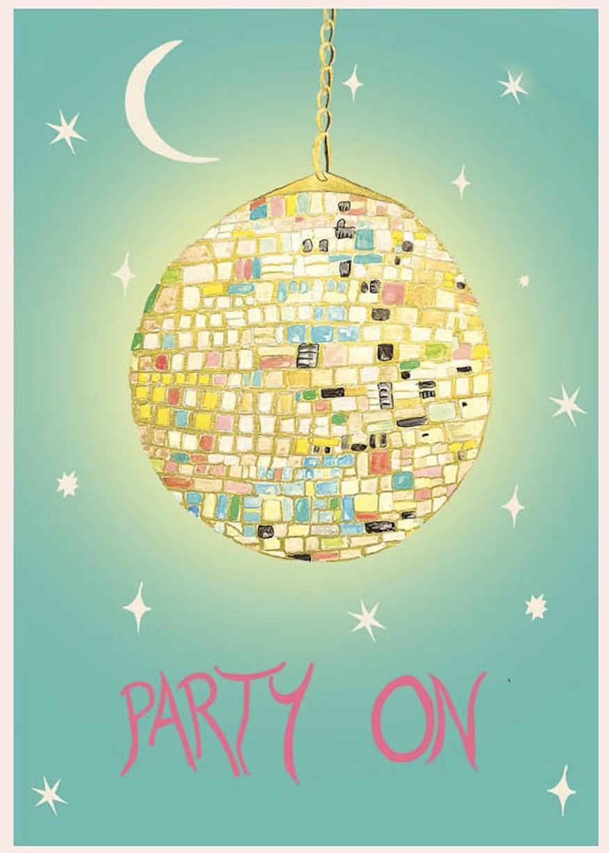 Party On Disco Ball Card
