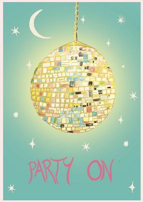 Party On Disco Ball Card