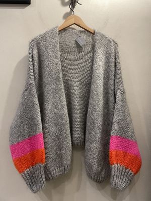 Grey Bright Cuff Cardigan