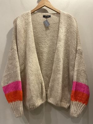 Beige Bright Cuff Cardigan