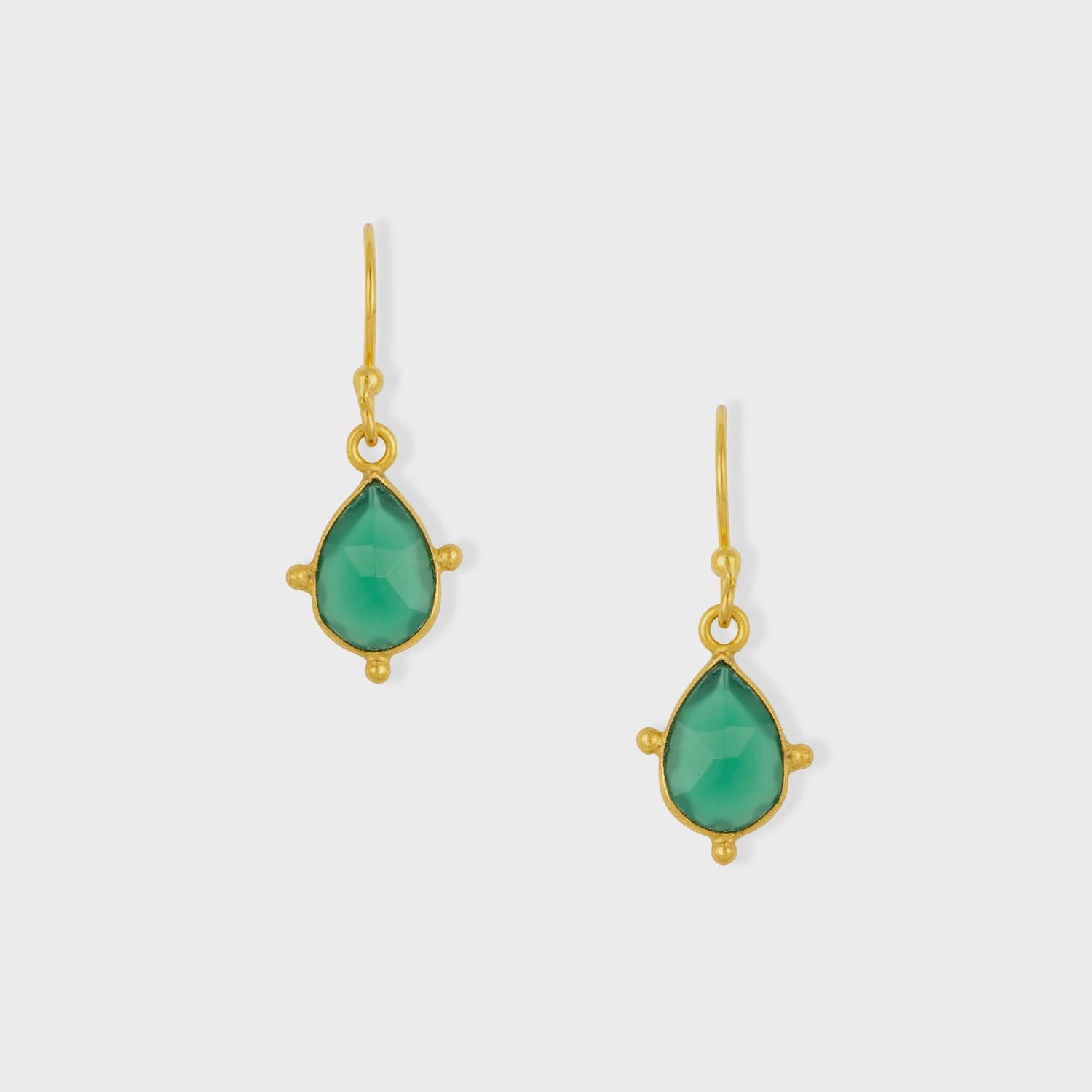 Snowdrop Green Onyx Earrings