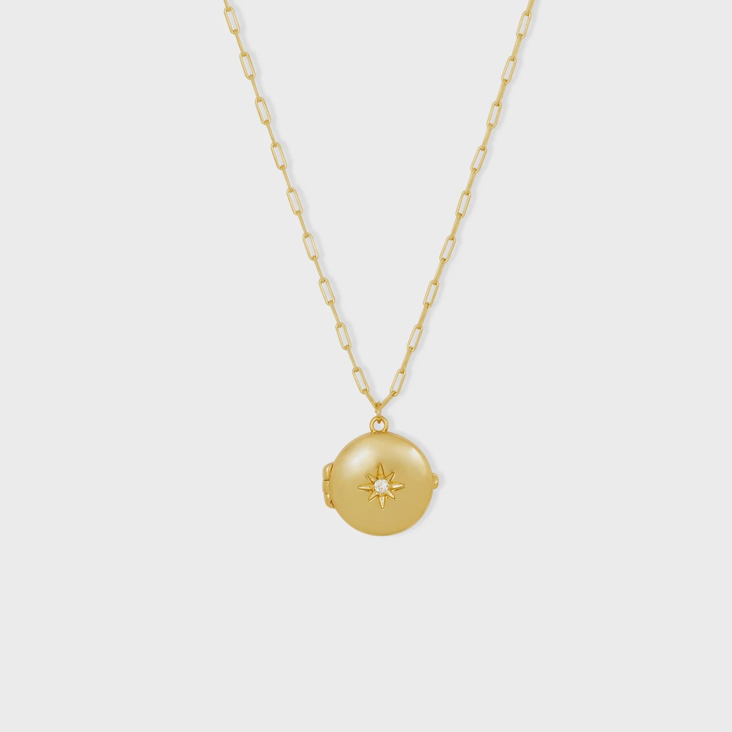 Gold Star Locket Necklace