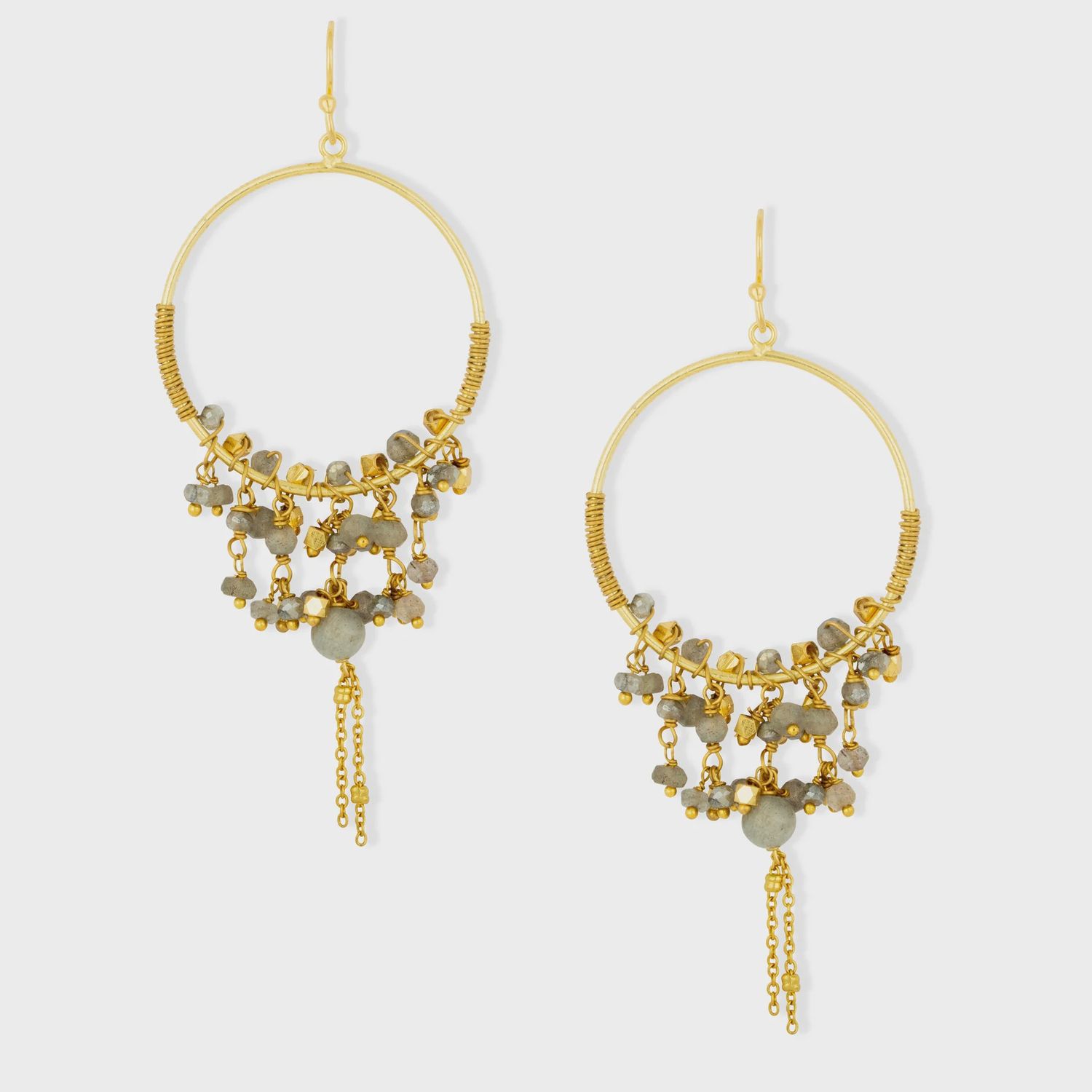 Destin Labradorite Charm Hoop Earrings