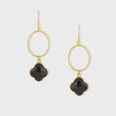 Clover Sunstone Hoop Earrings