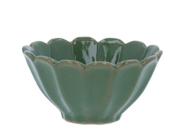 Green Stoneware Fluted Mini Bowl