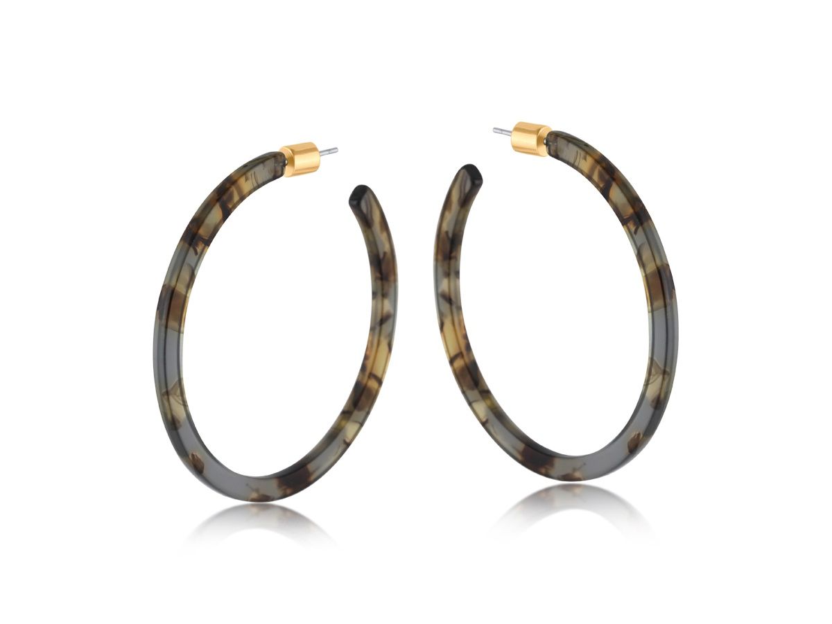 Ilona Resin Skinny Hoops, Colour: Grey