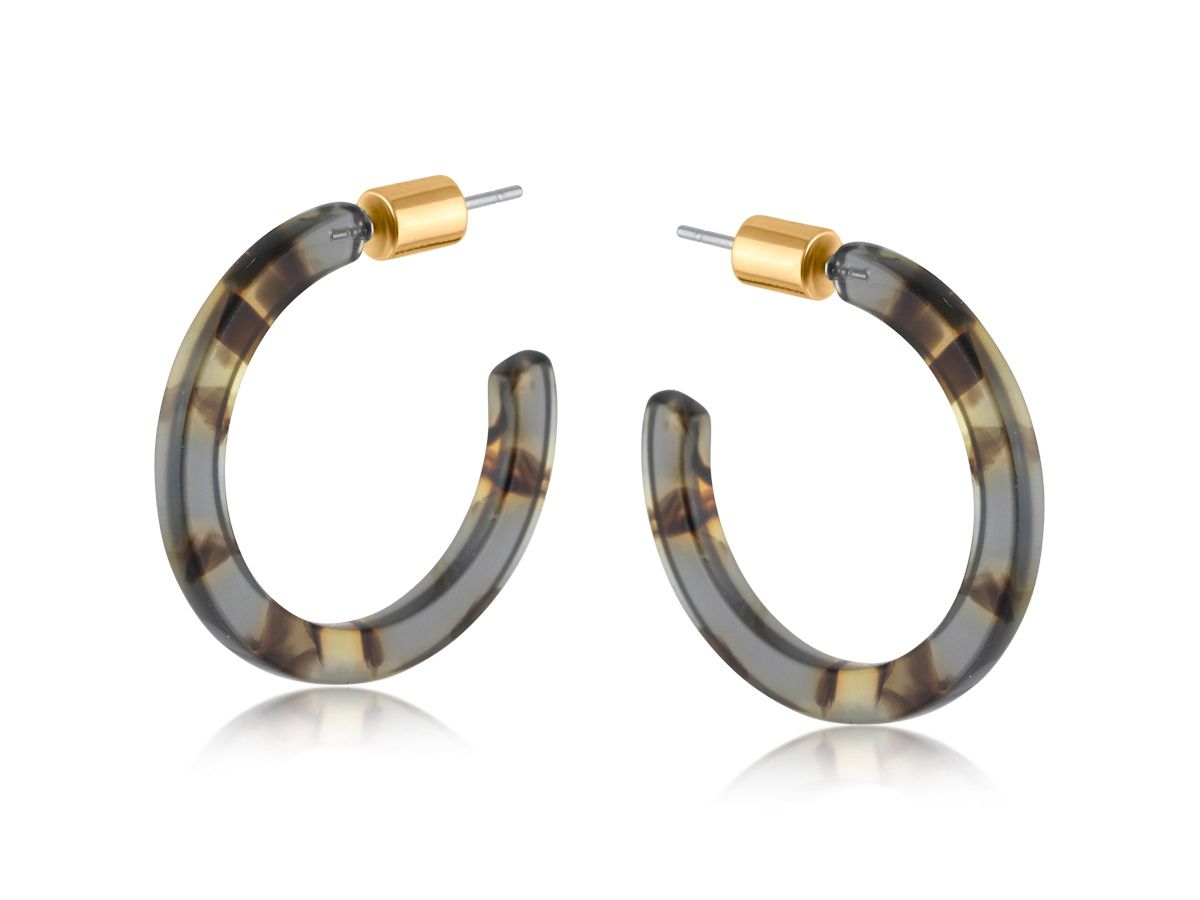 Ilona Tiny Resin Hoops, Colour: Grey