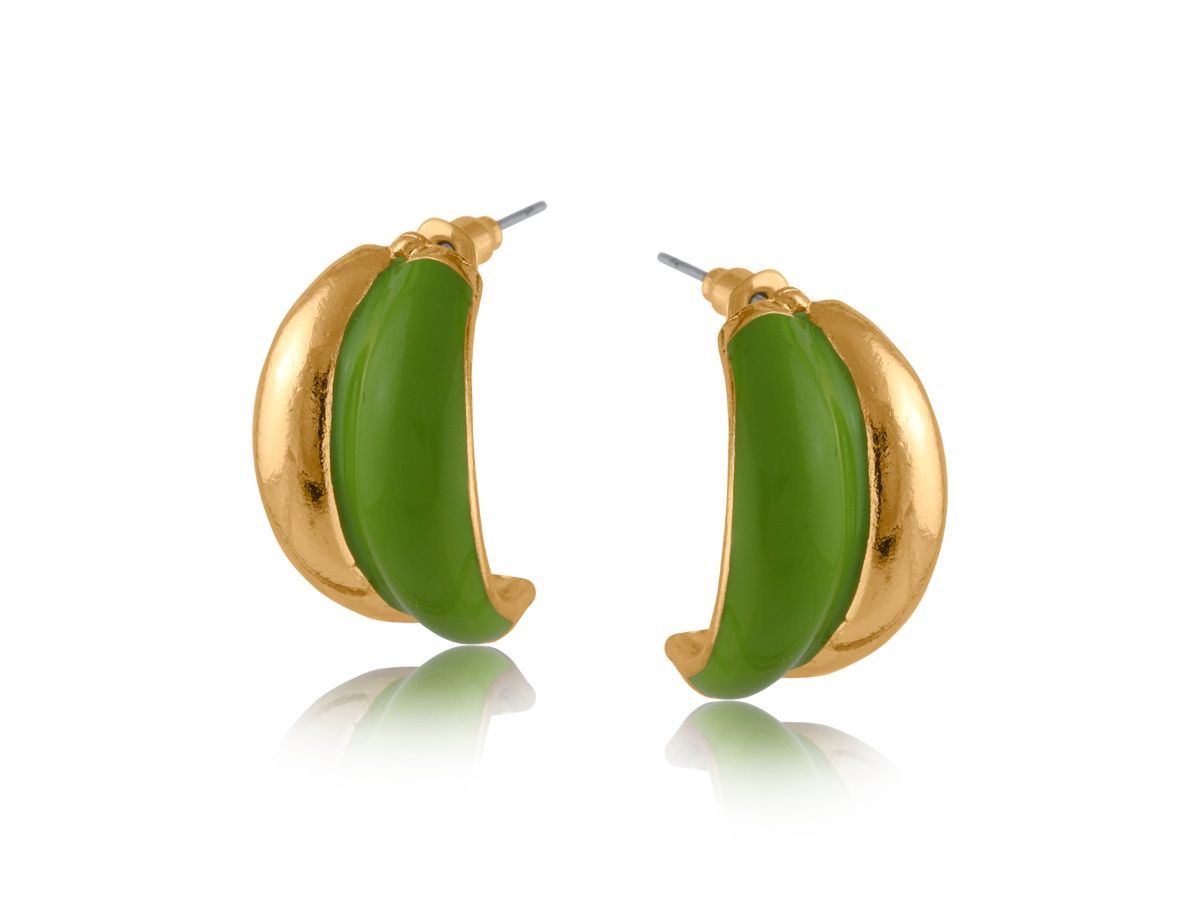 Lila Organic Hoop Earrings, Colour: Green