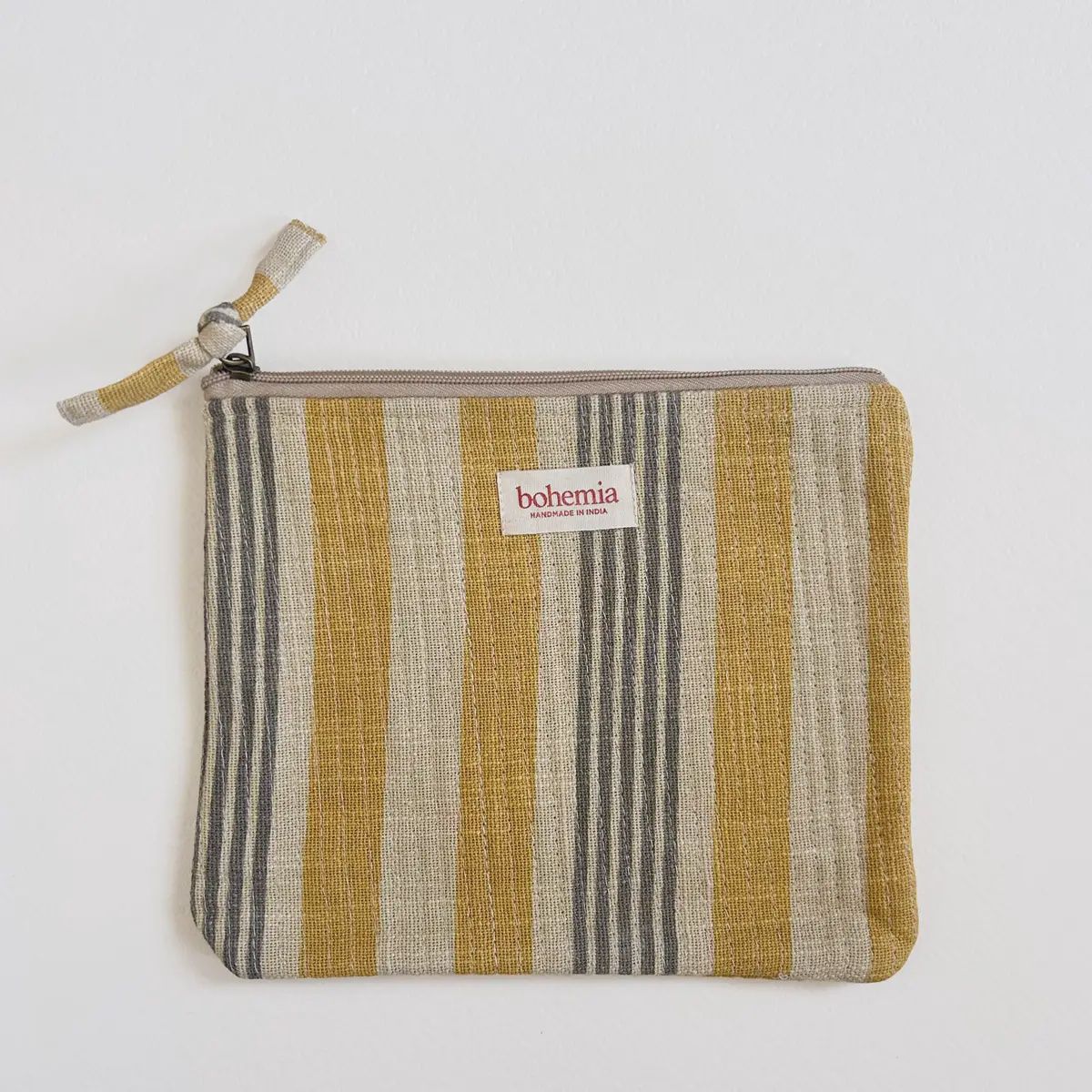 Jaipur Stripe Large Pouch, Colour: India Yellow