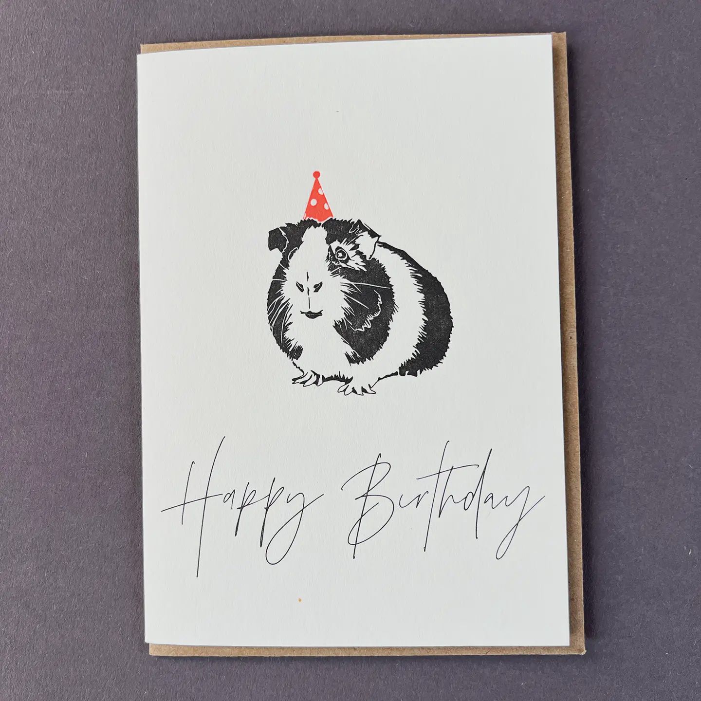 Birthday Guinea Pig Letterpress Card
