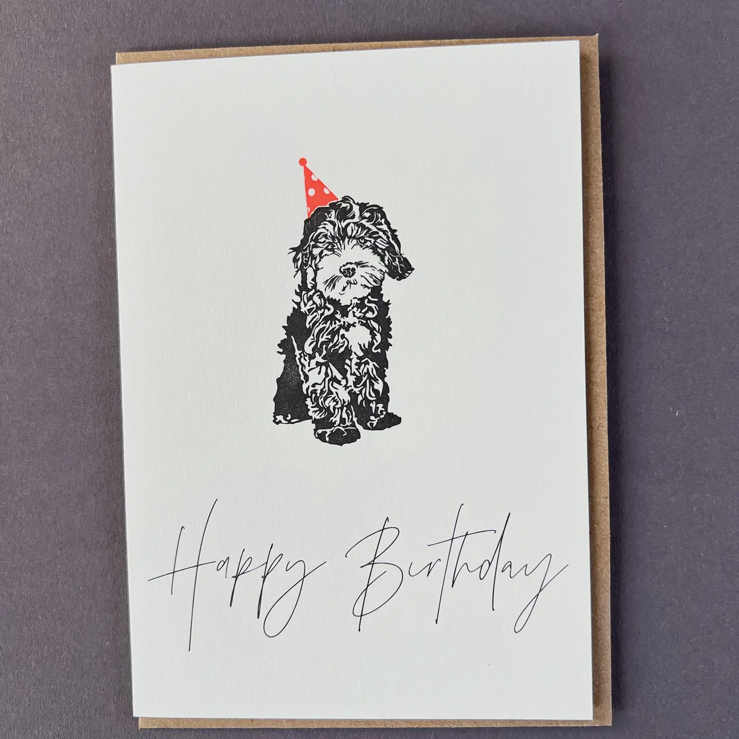 Birthday Cockapoo Letterpress Card