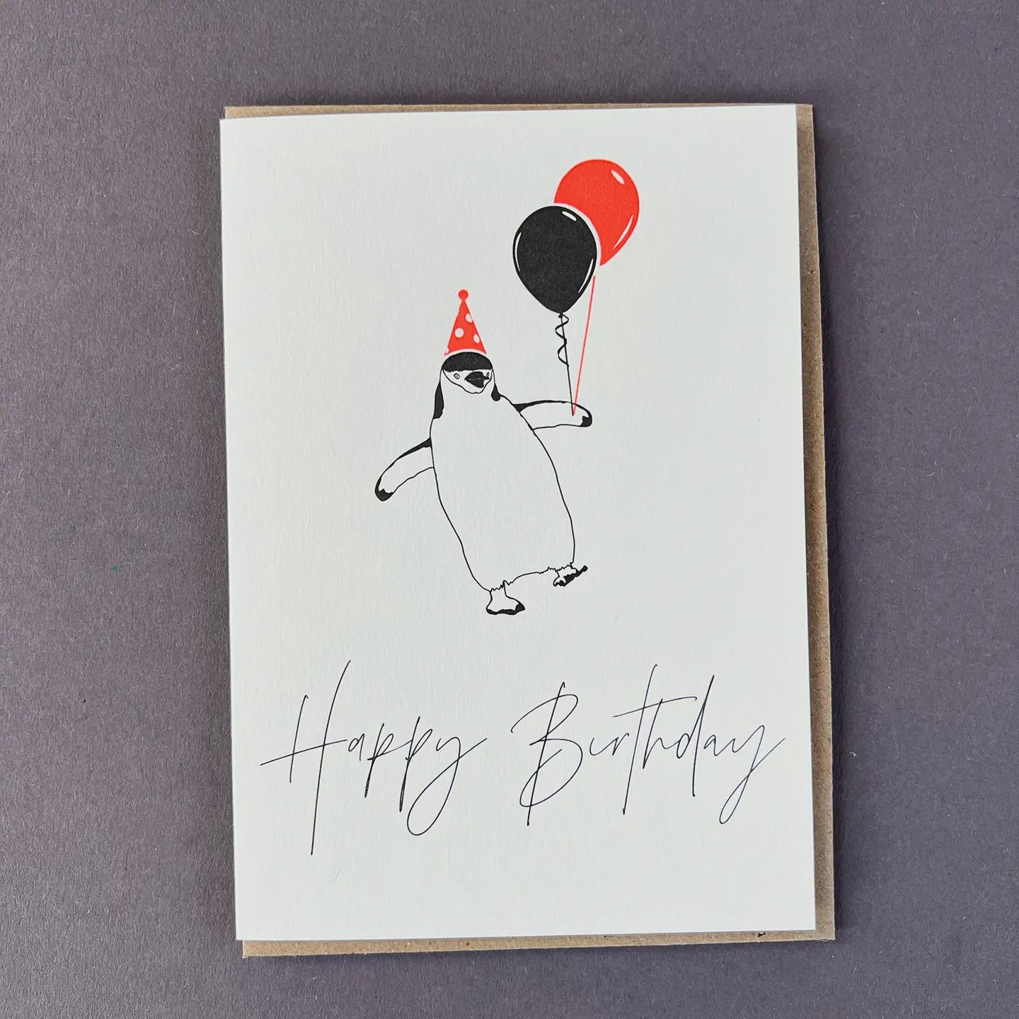 Birthday Penguin Letterpress Card