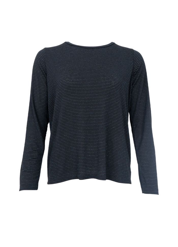 Faye L/S Loose Tee, Colour: Black Stripe, Size: S/M