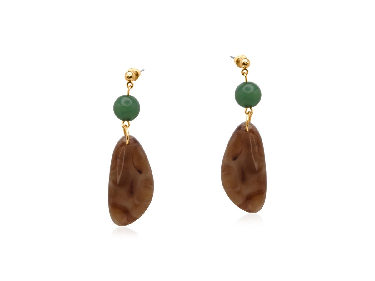 Catsuane Drop Earrings, Colour: Green